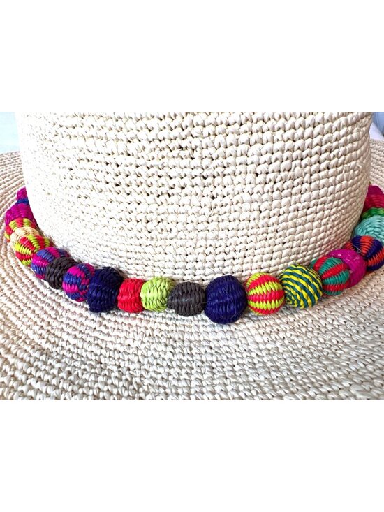 Genuine Panama Hats Handmade Equador  Carludovica Palmata Large Colorful Trim main image 6